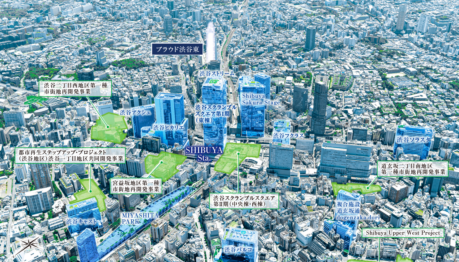 航空写真・再開発概念図