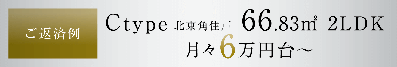 ご返済例 Ctype 北東角住戸 66.83㎡ 2LDK 月々6万円台〜