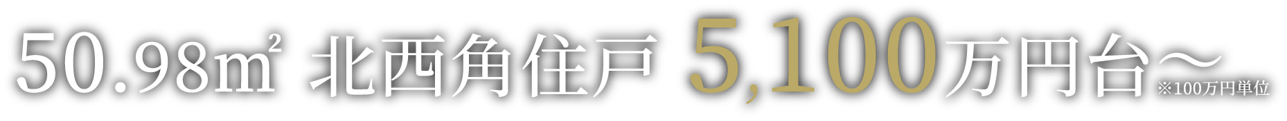 50.98㎡ 北西角住戸 5,100万円台〜