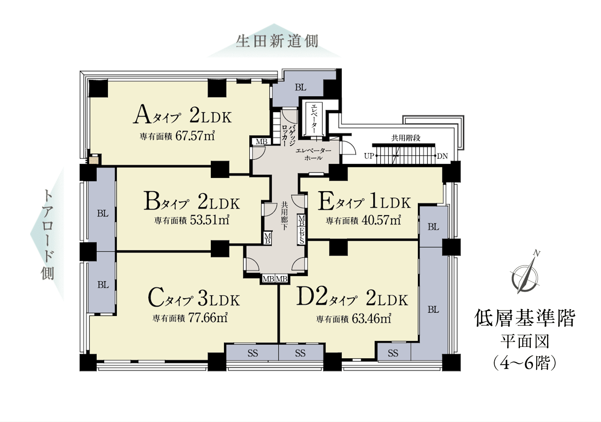 低層基準階平面図(4〜6階)